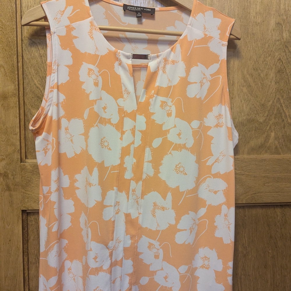 Jones New York Orange and White Blouse